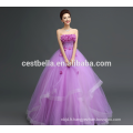 Customized Made In China Appliqued Purple Lace Puffy Tulle Robe de mariée 2017